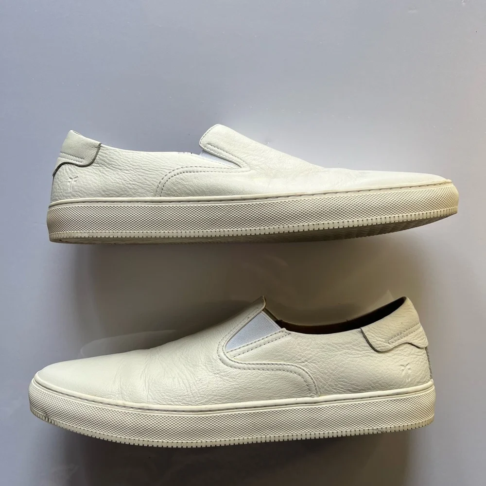 FRYE White Leather Slip-On Shoes‎